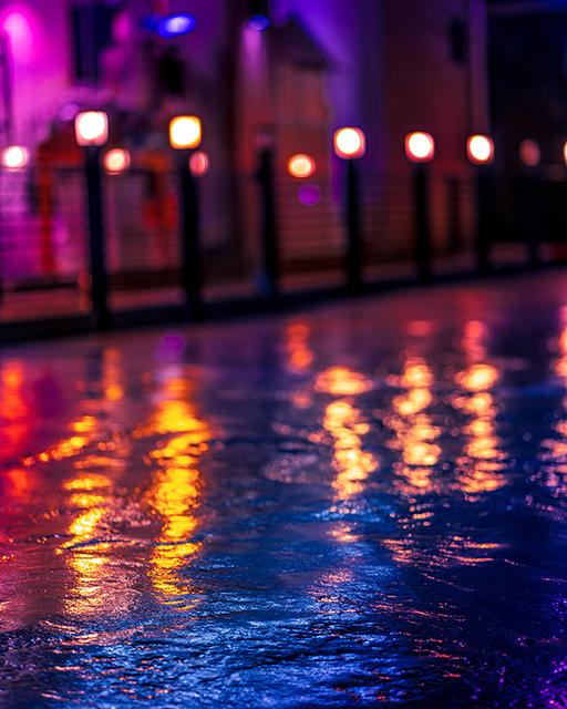 Night photography with colorful bokeh city lights
